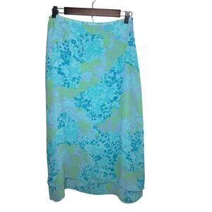 Jaclyn Smith Classic Skirt Small Blue Green Floral Midi Lined Vintage Y2K